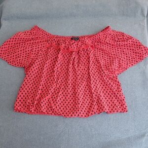 Zac & Rachel Red Boho Off-The-Shoulder Floral Ruffle Blouse 1X